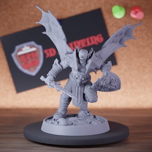 Vampire Lord Monster Miniature Winged Undead Mini Dungeons and Dragons RPG Tabletop Miniature DnD Painting Pathfinder 5e DnD | DB