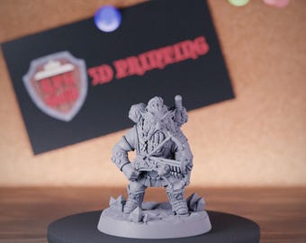 Gnome Fighter Miniature Gnome Warrior Mini Dungeons and Dragons Mini RPG Tabletop Miniature DnD Painting Pathfinder 5e DnD | AG