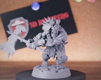 Orc Savage Berserker Miniature Fighter Savage Dungeons and Dragons Mini RPG Tabletop Miniature DnD Painting Pathfinder 5e DnD | CnP