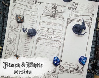 Wizard DnD 5e Character Sheet Wizard afdrukbare en invulbare pdf D&D 5e