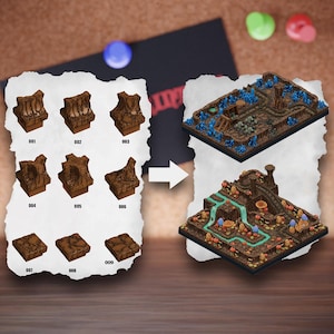 Modular Cave Terrain Tiles | Underground Cavern Blocks | Mine Tabletop Terrain | Pathfinder D&D 5e