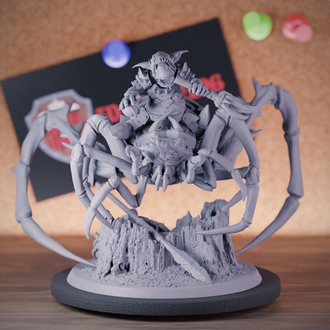 Spider Rider Dnd Goblin Artillerist Spider Rider Miniature Mini Dungeons and Dragons ...