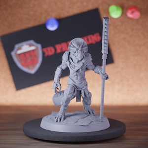 Grimscale Lizardman Miniature Spear Guard Mini Dungeons and Dragons Mini RPG Tabletop Miniature DnD Painting Pathfinder 5e DnD | Lop