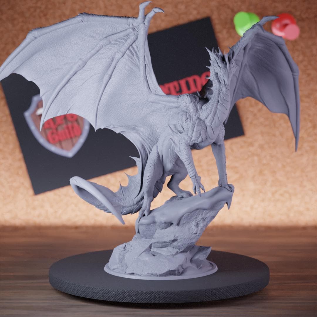 Silver Dragon Rock Miniature Monster Boss Mini Dungeons and Dragons Mini RPG Tabletop Miniature DnD Painting Pathfinder 5e DnD | LoP