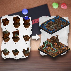 Modular Cave Terrain Tiles | Underground Cavern Blocks | Mine Tabletop Terrain | Pathfinder D&D 5e