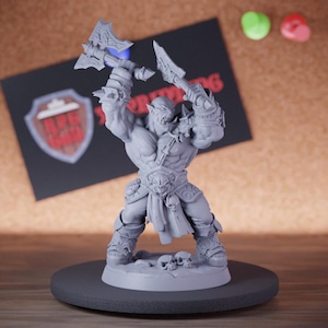 Barbarian Orc Miniature Warrior Warchief Mini Dungeons and Dragons Mini RPG Tabletop Miniature DnD Painting Pathfinder 5e DnD | AG