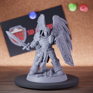 Angel Fighter Miniature Celestial Warrior Mini Dungeons and Dragons RPG Tabletop Miniature DnD Painting Pathfinder 5e DnD | AG