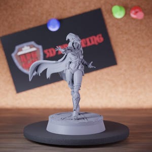 Miniatura de bruja bruja / 28 mm-38 mm / Resina impresa en 3D D&D Pathfinder Mini / CnP