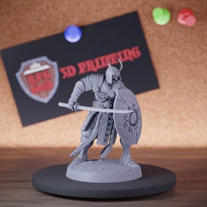 Samurai Skeleton Miniature Sword Shield Guard Mini Dungeons and Dragons Mini RPG Tabletop Miniature DnD Painting Pathfinder 5e DnD | Lop