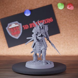 Samurai Skeleton Miniature Spear Walk Mini Dungeons and Dragons Mini RPG Tabletop Miniature DnD Painting Pathfinder 5e DnD | Lop