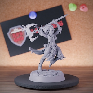 Female Half Orc Warrior Miniature Fighter Monster Dungeons and Dragons Mini RPG Tabletop Miniature DnD Painting Pathfinder 5e DnD | CnP