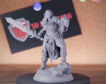 Female Half-Orc Barbarian Miniature Goblin Mini Dungeons and Dragons Mini RPG Tabletop Miniature DnD Painting Pathfinder 5e DnD | DmS