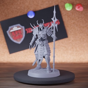 Samurai Skeleton Miniature Spear Guard Mini Dungeons and Dragons Mini RPG Tabletop Miniature DnD Painting Pathfinder 5e DnD | Lop