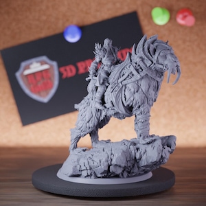 Female Orc Warrior Miniature Mounted Monster Mini Dungeons and Dragons Mini RPG Tabletop Miniature DnD Painting Pathfinder 5e DnD | LoP