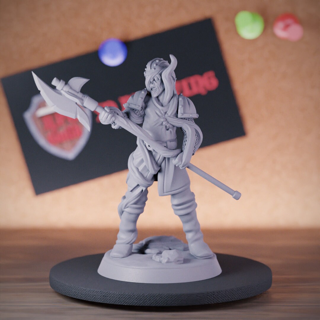 Zombie Strahd Spawn Miniature Undead Fighter Mini for Dungeons and
