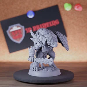 Tortolian Warrior Turtlekin Miniature Tortle Mini Dungeons and Dragons Mini RPG Tabletop Miniature DnD Painting Pathfinder 5e DnD | AG
