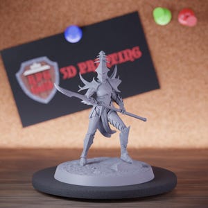 Drow Infantry Miniature Glaive Armored Mini Dungeons and Dragons Mini RPG Tabletop Miniature DnD Painting Pathfinder 5e DnD | Lop