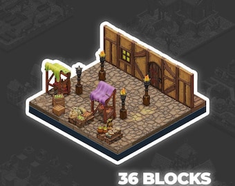 DnD タウン 地形 トレーディングポイント タイル ダンジョン モジュラー 中世都市 バンドル 村 DnD RPG ゲーム ダンジョン＆ドラゴンズ D&D ギフト