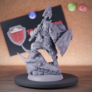 Viking Dragonslayer Barbarian Miniature Viking Mini Dungeons and Dragons Mini RPG Tabletop Miniature DnD Painting Pathfinder 5e DnD | AG