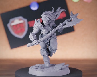 Female Orc Warrior Monster Barbarian Miniature Dungeons and Dragons Mini RPG Tabletop Miniature DnD Painting Pathfinder 5e DnD | AG