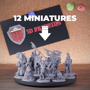 Ensemble de figurines PNJ villageois | 28 mm-38 mm | Figurines en résine imprimées en 3D pour D&D et Pathfinder