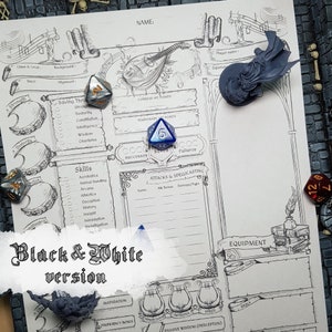 DnD 5e Character Sheet Bard Printable And Fillable PDF D&D 5e Bard Stat Sheet Dungeon and Dragons PDF File Digital Download RPG