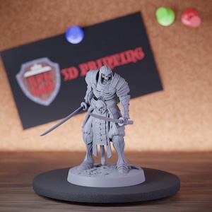Samurai Skeleton Miniature Dual Sword Taunt Mini Dungeons and Dragons Mini RPG Tabletop Miniature DnD Painting Pathfinder 5e DnD | Lop