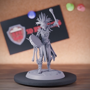 Tribo Baterista Miniatura Guerreira Lutadora Mini Dungeons and Dragons Mini RPG Miniatura de Mesa DnD Pintura Pathfinder 5e DnD | LoP
