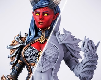 Hexenmeister Tiefling Miniatur | 28mm-75mm | Harz 3D Gedruckt D & D Pathfinder Mini | DMS