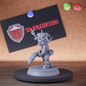 Miniatura de duende navideño, pistola de fuegos artificiales, minijuego de mazmorras y dragones, minijuego de rol, miniatura de mesa, DnD, pintura, Pathfinder 5e, DnD/CNP