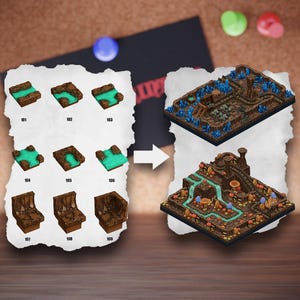 Modular Cave Terrain Tiles | Underground Cavern Blocks | Mine Tabletop Terrain | Pathfinder D&D 5e