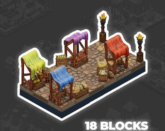 DnD タウンマーケット 地形タイル ダンジョン モジュラー 中世都市 バンドル 村 DnD RPG ゲーム ダンジョン＆ドラゴンズ D&D ギフト