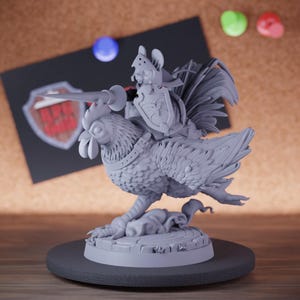 Mousefolk Fighter Miniature Chicken Cavalier Mini Dungeons and Dragons Mini RPG Tabletop Miniature DnD Painting Pathfinder 5e DnD | Cnp