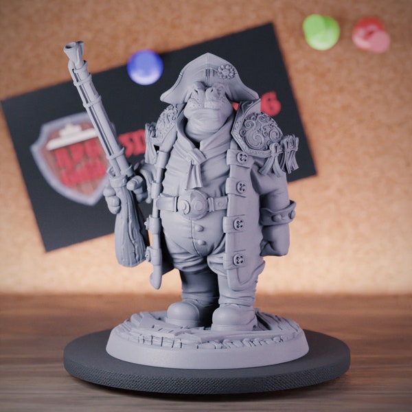 Giff Captain  Miniature Hippo Gunslinger Dungeons and Dragons Mini RPG Tabletop Miniature DnD Painting Pathfinder 5e DnD | CnP