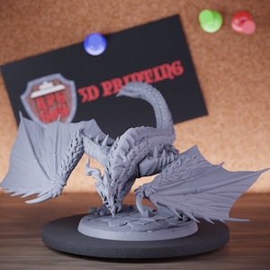 Attacking Wyvern Miniature Flying Monster Mini Dungeons and Dragons Mini RPG Tabletop Miniature DnD Painting Pathfinder 5e DnD | AG