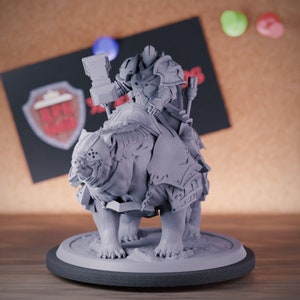Bear Rider Miniature Templar Bear Mini Dungeons and Dragons Mini RPG Tabletop Miniature DnD Painting Pathfinder 5e DnD | LoP