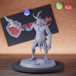 Hell Warrior Miniature Sword Fighter Mini Dungeons and Dragons RPG Tabletop Miniature DnD Painting Pathfinder 5e DnD | LoP