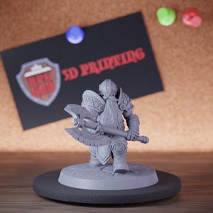 Barbarian Dwarf Miniature Two Handed Axe Walking Mini Dungeons and Dragons Mini RPG Tabletop Miniature DnD Painting Pathfinder 5e DnD | Lop