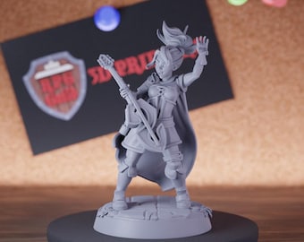 Collage of Glamour Female Bard Miniature Lute Mini Dungeons and Dragons Mini RPG Tabletop Miniature DnD Painting Pathfinder 5e DnD | Cnp