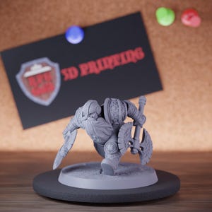 Barbarian Dwarf Miniature Two Battleaxes Running Mini Dungeons and Dragons Mini RPG Tabletop Miniature DnD Painting Pathfinder 5e DnD | Lop