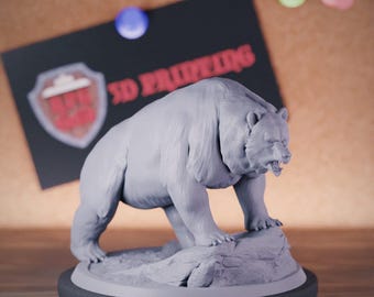 Miniatura de animal de cueva de oso / 28 mm-38 mm / Resina impresa en 3D D&D Pathfinder Mini / LoP