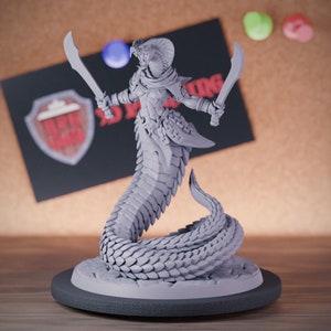 Naga Rogue Miniature Monster Snake Guardian Mini Dungeons and Dragons Mini RPG Tabletop Miniature DnD Painting Pathfinder 5e DnD | AG