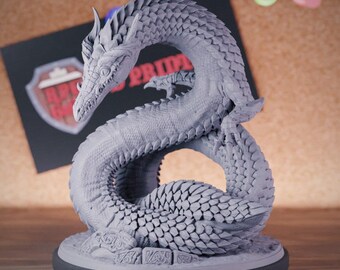 Jormungand Sea Serpent Miniature Monster Boss Dungeons and Dragons Mini RPG Tabletop Miniature DnD Painting Pathfinder 5e DnD | AG