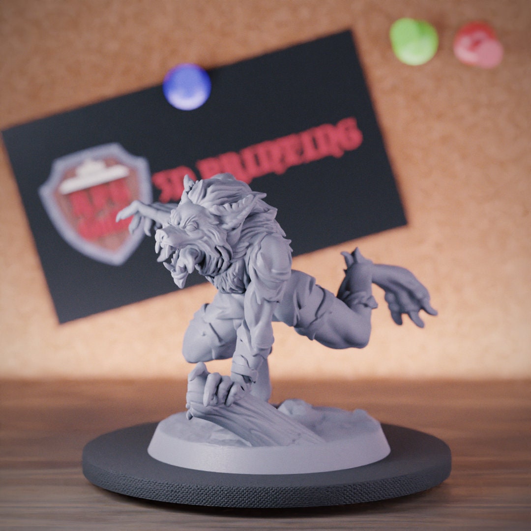 Furious Werewolf Monster Miniature Dungeons and Dragons Mini RPG