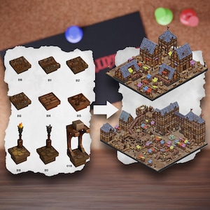 Piastrelle per terreno urbano modulare / Blocchi di città medievali / Terreno da tavolo del villaggio / Pathfinder D&D 5e