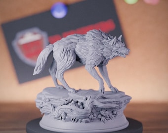 Wolf Direwolf Miniature | 28mm-75mm | Resin 3D Printed D&D Pathfinder Mini | DMS