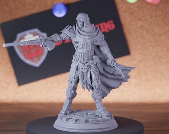 Warforged Gunslinger with Guns Miniature | 28mm-75mm | Resin 3D Printed D&D Pathfinder Mini | DMS