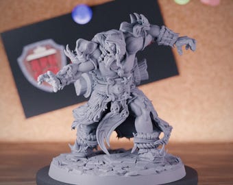 Orco Mago Jefe Brujo Miniatura Monstruo Guldan Dungeons and Dragons Mini RPG Mesa Miniatura DnD Pintura Pathfinder 5e DnD / CnP