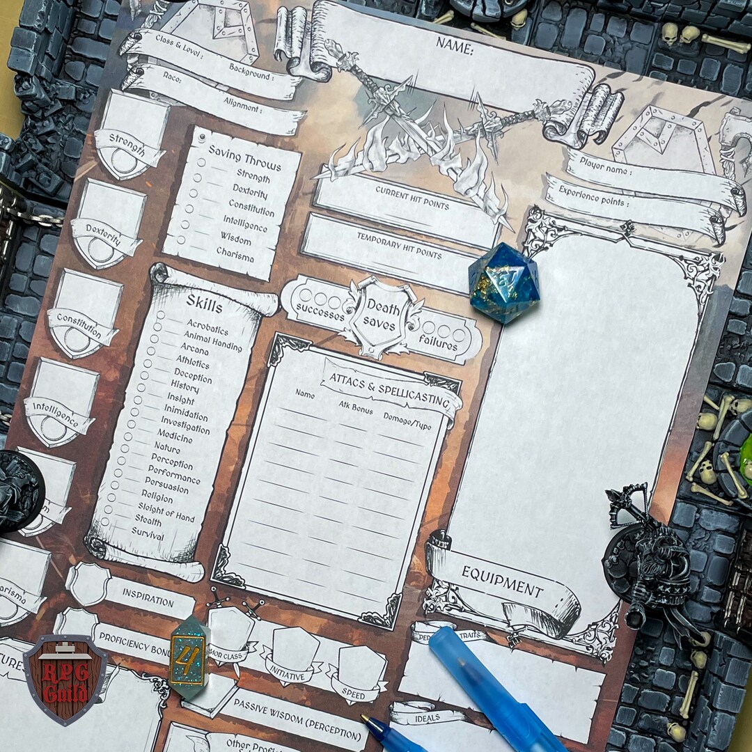 Dnd 5e Character Sheet Fighter Printable D&amp;D 5e Fighter Sheet - Etsy UK
