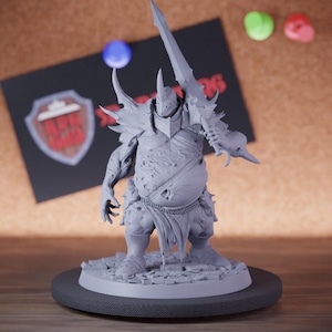 Wojenny Ogr Miecz Wojownik Miniatura Barbarzyńca Potwór Mini Dungeons and Dragons RPG Stołowy Miniatura DnD Malowanie Pathfinder 5e DnD | LoP